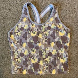 Women’s Nike yellow gray camo sports bra workout top shirt